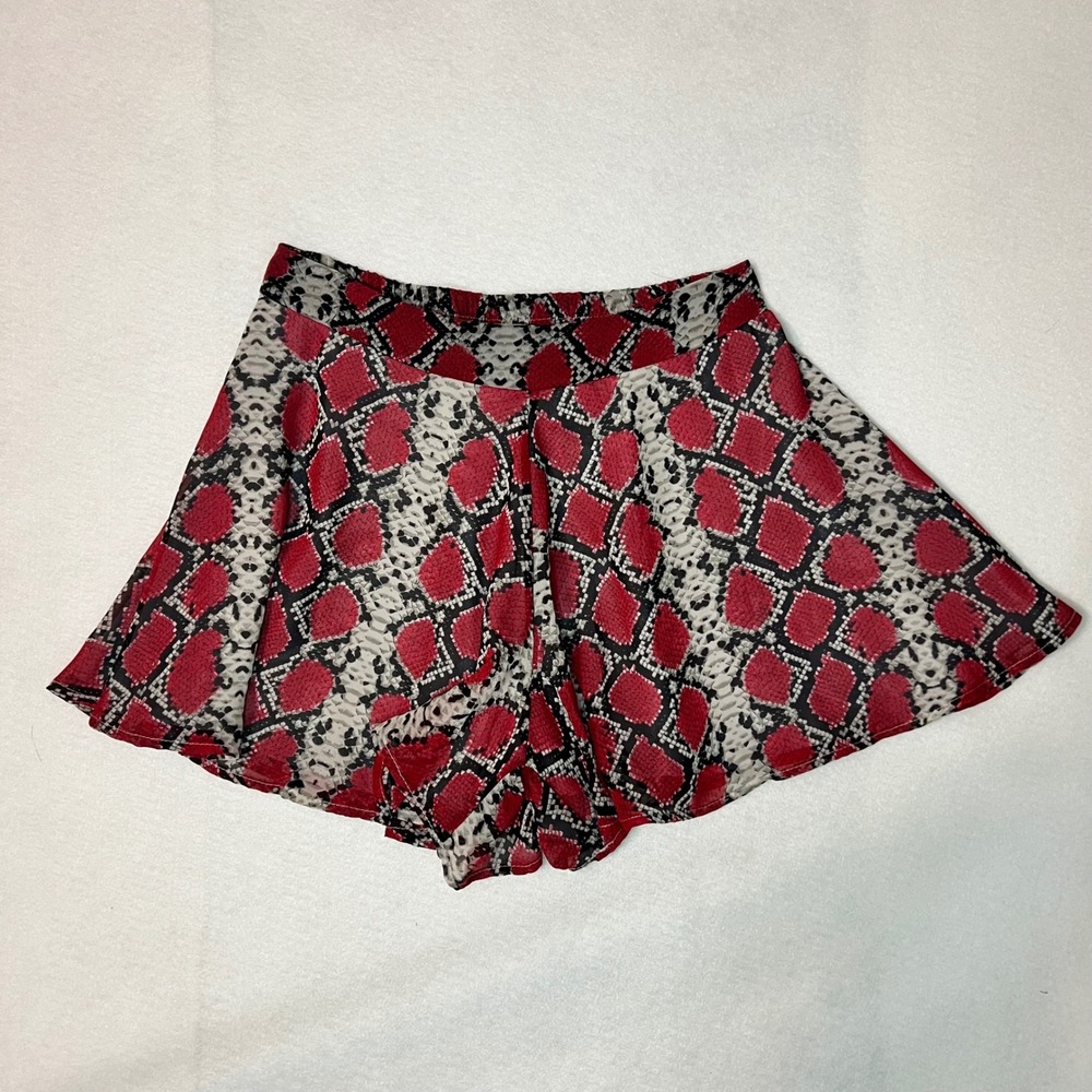 Adrienne The Razorback Short Red Snakeskin Print High Waist Flowy Skort Women M - Picture 3 of 8